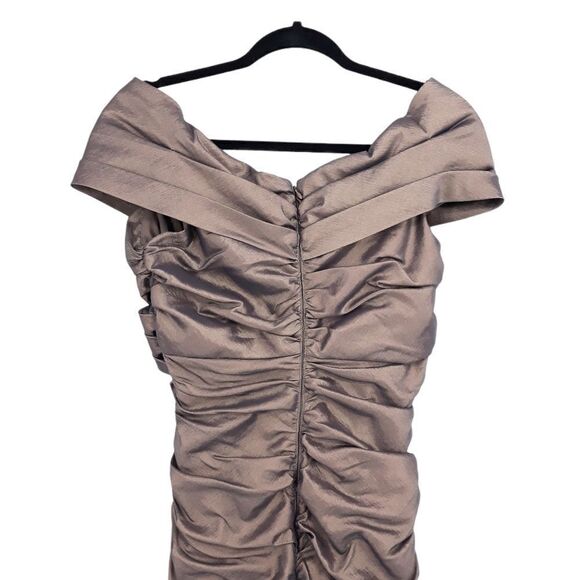 Vtg 80's Cache Formal Dress Iridescent Metallic Purple Off Shoulder Bodycon Sz 2 - Picture 6 of 10